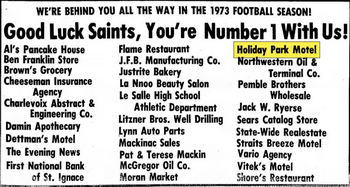 Holiday Park Motel (Park Motel) - Aug 1973 Ad (newer photo)